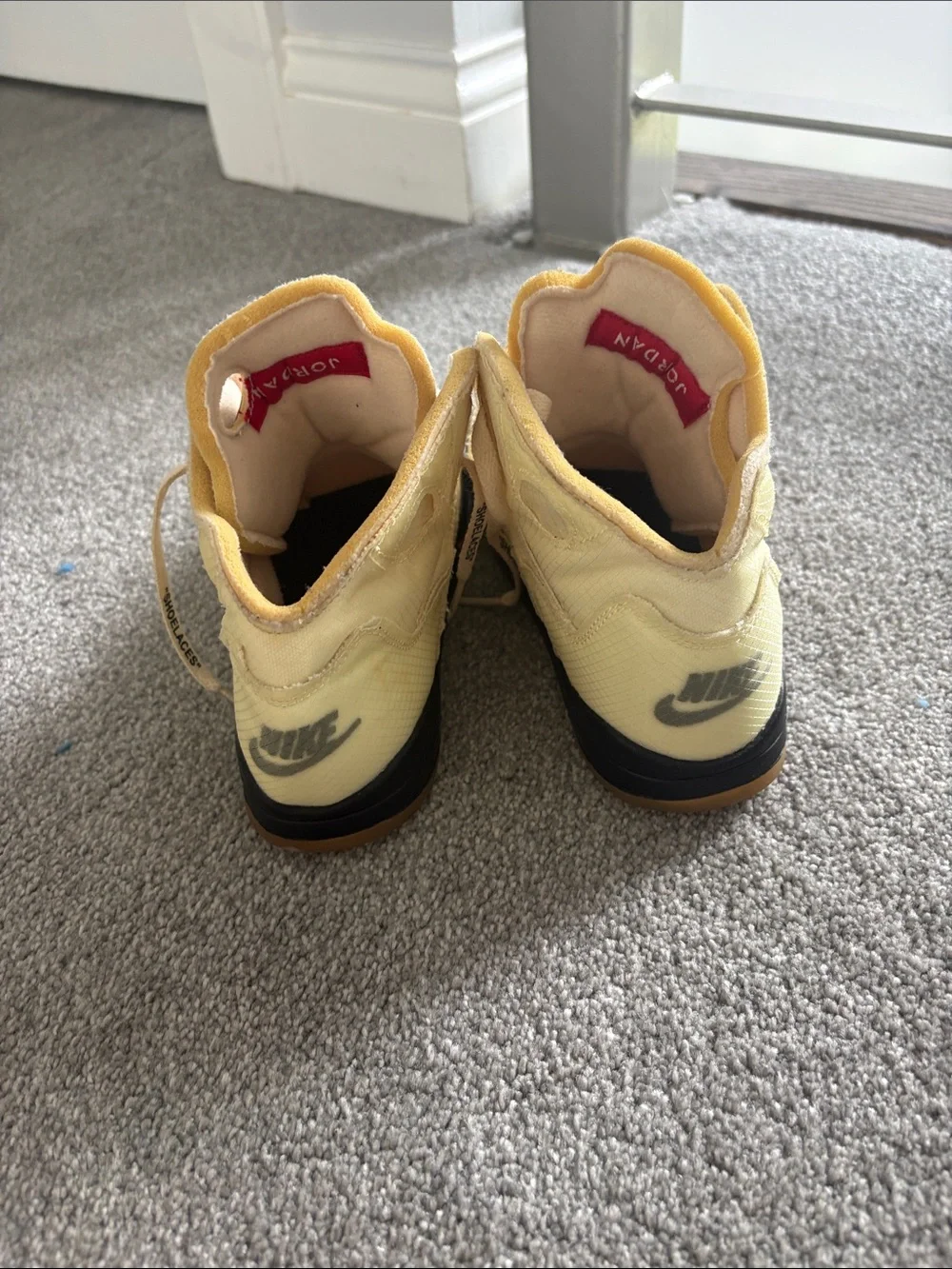Jordan Kids Yellow Retro and Red High-Top Sneakers